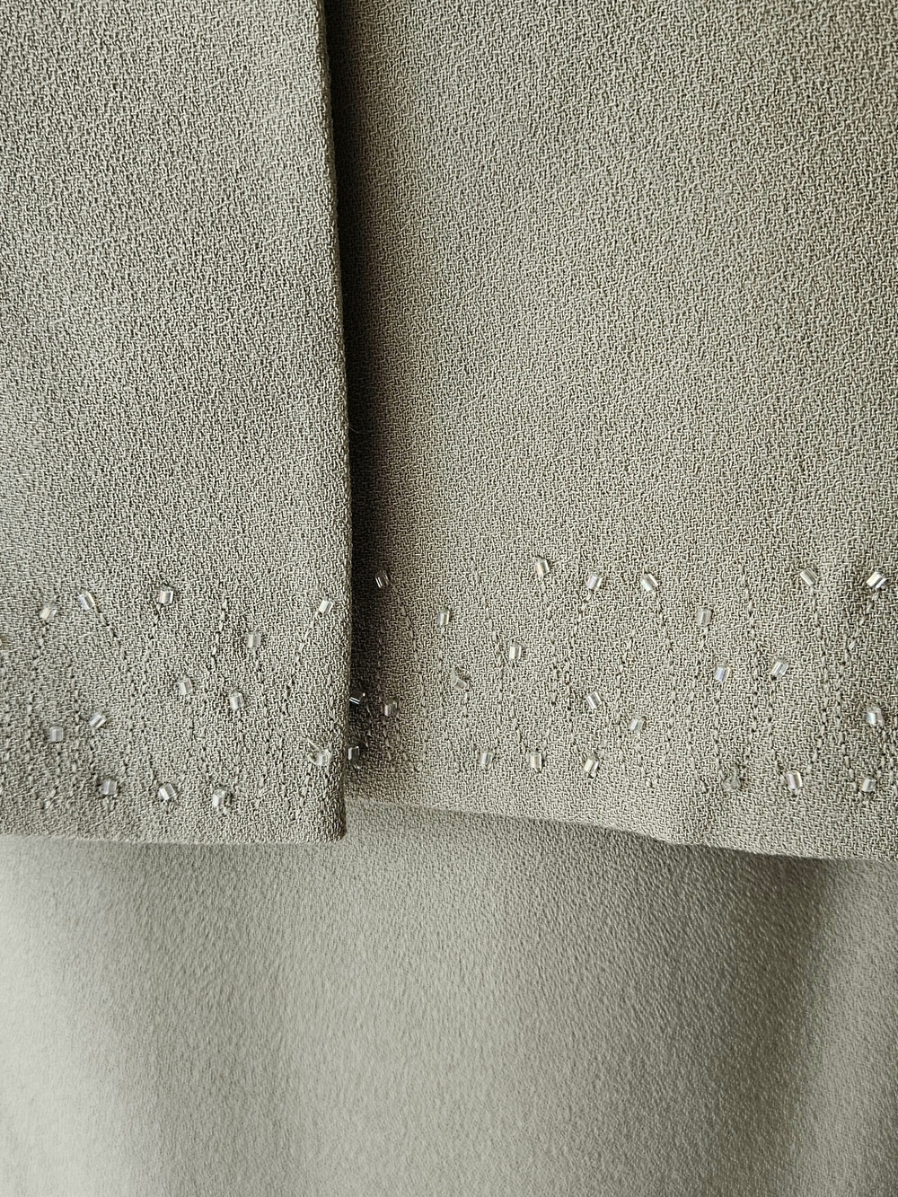 Kasper Women’s Sage Green 3 Pc Suit. Has Small Beaded Detail. Coat, Top & Skirt - Picture 6 of 16